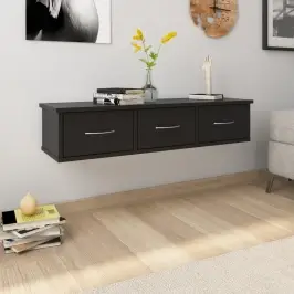 Sienas Atvilktņu Plaukts, Melns, 88X26X18,5Cm Inženierijas Koks Vidaxl