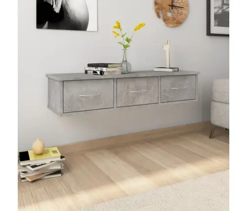 Sienas Atvilktņu Plaukts Pelēks 88X26X18,5 Cm Inženierijas Koks Vidaxl