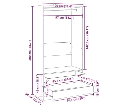 Garderoob Valge 100 X 50 X 200 Cm Tehispuit