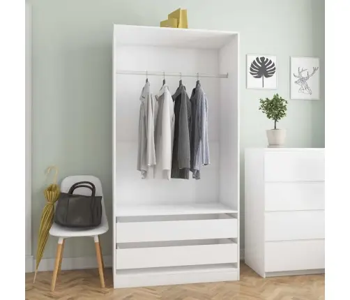 Drabužių Spinta, Baltos Spalvos, 100X50X200cm Apdirbta Mediena