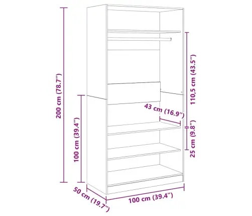 Garderoob Betoonhall 100 X 50 X 200 Cm Tehispuit