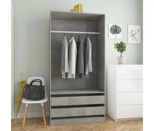 Skapis, Betona Pelēks, 100X50X200 Cm, Inženierijas Koks Vidaxl