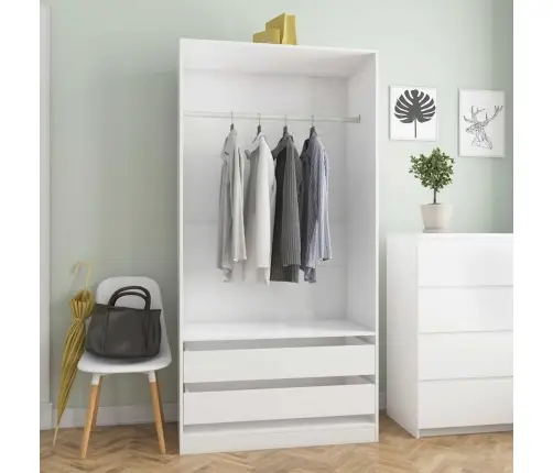 Drabužių Spinta, Balta, 100X50X200cm Apdirbta Mediena, Blizgi