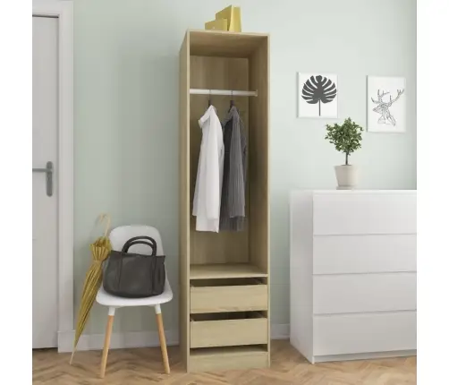 Drabužių Spinta Su Stalčiais, Ąžuolo, 50X50X200cm Mediena