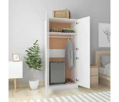 Drabužių Spinta, Balta, 80X52X180cm Apdirbta Mediena, Blizgi