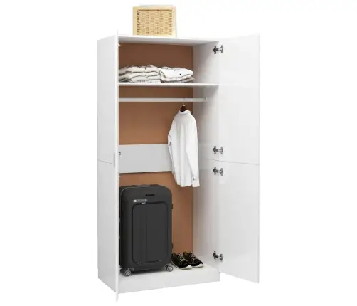 Drabužių Spinta, Balta, 80X52X180cm Apdirbta Mediena, Blizgi