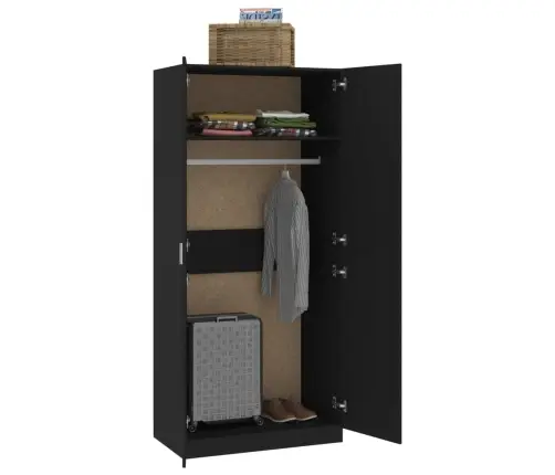 Skapis, Melns, 90X52X200 Cm, Inženierijas Koks Vidaxl