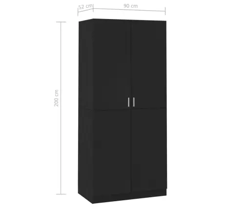 Skapis, Melns, 90X52X200 Cm, Inženierijas Koks Vidaxl