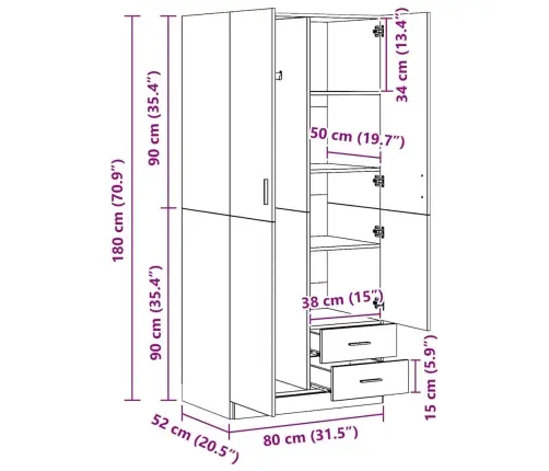 Garderoob Valge 80 X 52 X 180 Cm Tehispuit