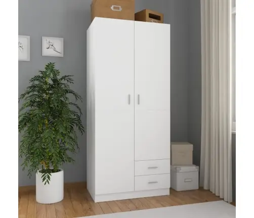 Skapis, 80X52X180 Cm, Balts, Inženierijas Koks Vidaxl