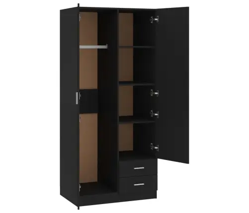 Skapis, Melns, 80X52X180 Cm, Inženierijas Koks Vidaxl