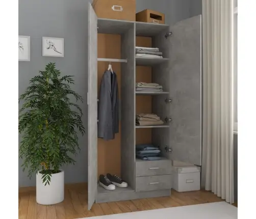 Skapis, Betona Pelēks, 80X52X180 Cm, Inženierijas Koks Vidaxl