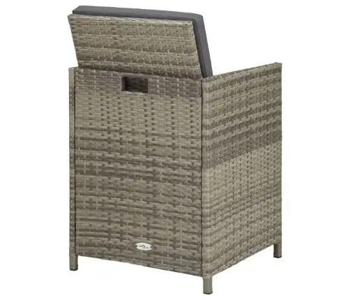 9-Daļīgs Dārza Mēbeļu Komplekts Ar Matračiem, Pelēks Pe Pinums Vidaxl