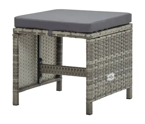 9-Daļīgs Dārza Mēbeļu Komplekts Ar Matračiem, Pelēks Pe Pinums Vidaxl