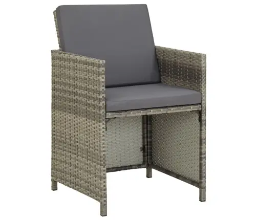 11-Daļīgs Dārza Mēbeļu Komplekts Ar Matračiem, Pe, Pelēks  Vidaxl