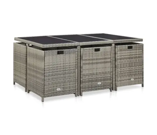 11-Daļīgs Dārza Mēbeļu Komplekts Ar Matračiem, Pe, Pelēks  Vidaxl