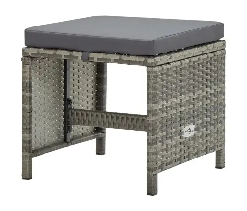 11-Daļīgs Dārza Mēbeļu Komplekts Ar Matračiem, Pe, Pelēks  Vidaxl