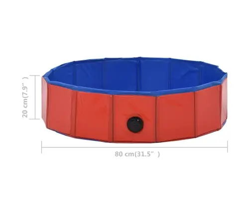 Suņu Baseins, Salokāms, Sarkans, 80X20 Cm, Pvc Vidaxl