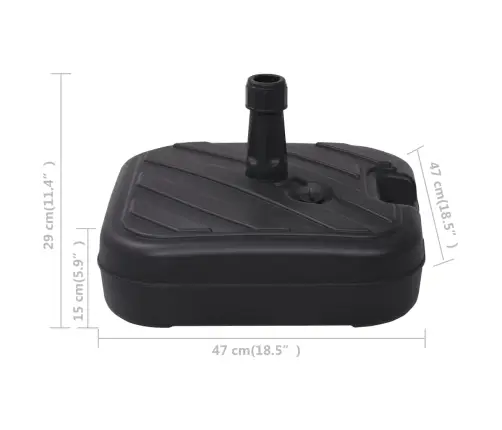 Päevavarju Alus, Liiva/Veega Täidetav, 24 L, Must