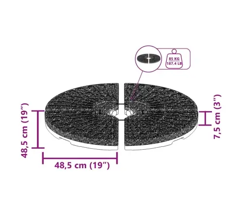 Päikesevarju Alus, Lehvikukujuline, 4 Tk Must