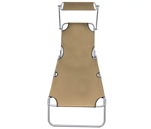 Sauļošanās Zvilnis Ar Jumtiņu, Pelēkbrūns Alumīnijs Vidaxl Sauļošanās Zvilnis Ar Jumtiņu, Pelēkbrūns Alumīnijs Vidaxl