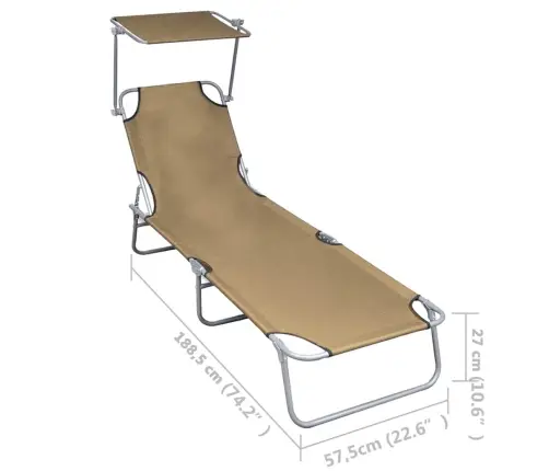 Sauļošanās Zvilnis Ar Jumtiņu, Pelēkbrūns Alumīnijs Vidaxl Sauļošanās Zvilnis Ar Jumtiņu, Pelēkbrūns Alumīnijs Vidaxl