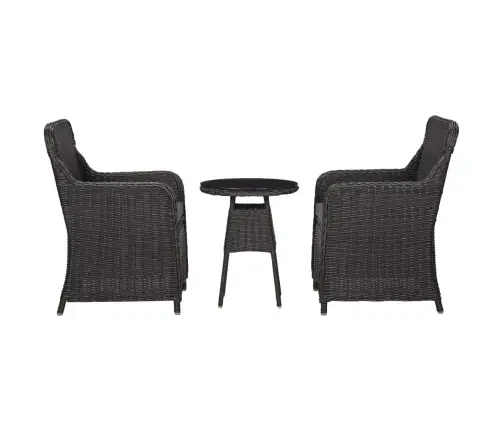 3-Daļīgs Bistro Mēbeļu Komplekts Ar Matračiem, Pe Rotangpalma Vidaxl