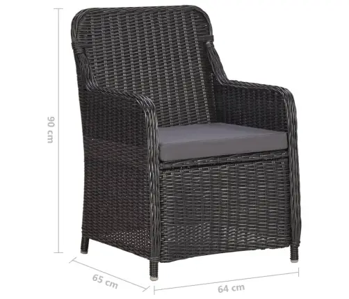 3-Daļīgs Bistro Mēbeļu Komplekts Ar Matračiem, Pe Rotangpalma Vidaxl