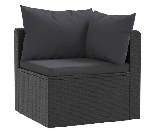 5-Osaline Aiamööblikomplekt Patjadega, Polürotang, Must