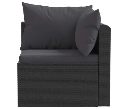 5-Osaline Aiamööblikomplekt Patjadega, Polürotang, Must
