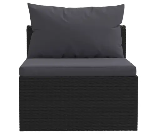 5-Osaline Aiamööblikomplekt Patjadega, Polürotang, Must