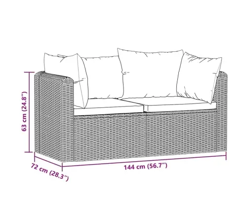 2-Daļīgs Dārza Dīvāna Komplekts Ar Matračiem, Melns Pe Pinums Vidaxl