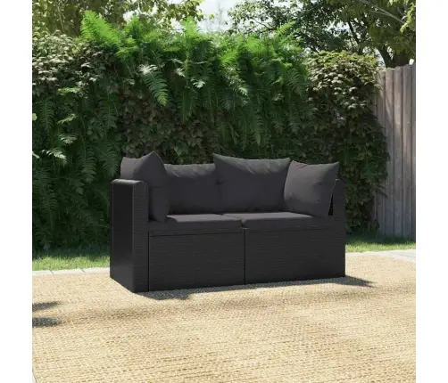 2-Daļīgs Dārza Dīvāna Komplekts Ar Matračiem, Melns Pe Pinums Vidaxl