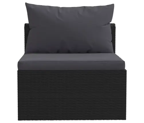 3-Daļīgs Dārza Dīvāna Komplekts Ar Matračiem, Melns Pe Pinums Vidaxl