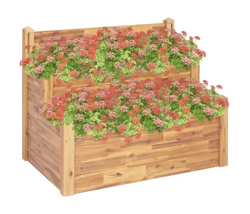 Sodo Lovelis, 110X75X84cm Akacijos Medienos Masyvas, 2 Aukštų