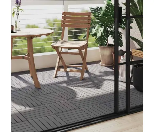 Terases Flīzes, 10 Gab., Pelēkas, 30X30 Cm, Akācijas Masīvkoks Vidaxl