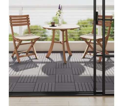 Terases Flīzes, 10 Gab., Pelēkas, 30X30 Cm, Akācijas Masīvkoks Vidaxl