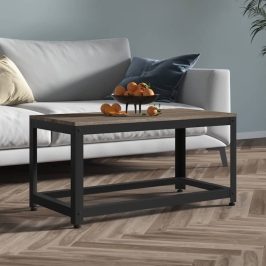 Kafijas Galdiņš, Melns Un Pelēks, 90X45X45 Cm, Mdf Un Dzelzs Vidaxl
