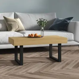 Kafijas Galdiņš, 90X45X40 Cm, Mdf, Dzelzs, Gaiši Brūns, Melns Vidaxl
