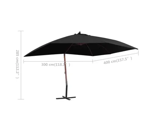 Iekarams Saulessargs Ar Koka Kātu, 400X300 Cm, Melns Vidaxl