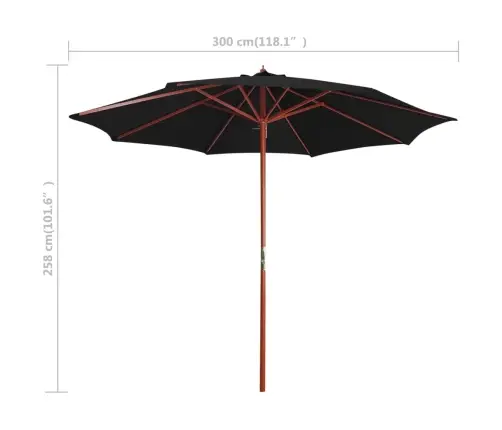 Saulessargs Ar Koka Kātu, 300X258 Cm, Melns Vidaxl Saulessargs Ar Koka Kātu, 300X258 Cm, Melns Vidaxl