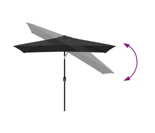 Dārza Saulessargs Ar Metāla Kātu, 300X200 Cm, Melns Vidaxl