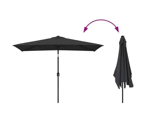 Dārza Saulessargs Ar Metāla Kātu, 300X200 Cm, Melns Vidaxl