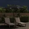 Lauko Skėtis Su Led Ir Plieniniu Stulpu, Juodas, 300Cm