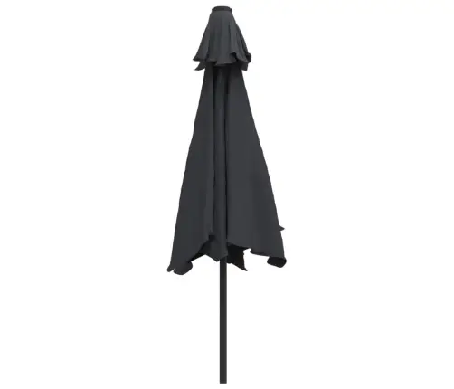 Lauko Skėtis Su Led Ir Plieniniu Stulpu, Juodas, 300Cm