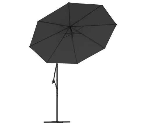 Saulessargs Ar Led Gaismām Un Tērauda Kātu, 300 Cm, Melns Vidaxl