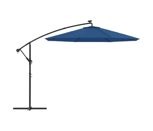 Konsooldisainiga Päikesevari Led, Teraspost 300 Cm Taevasinine