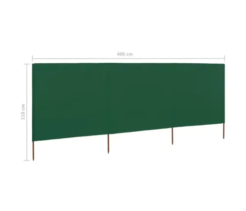 3 Paneļu Vēja Aizsargsiets, Zaļš, 400X80 Cm, Audums Vidaxl