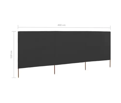 3 Paneļu Vēja Aizsargsiets, Pelēks, 400X80 Cm, Audums Vidaxl