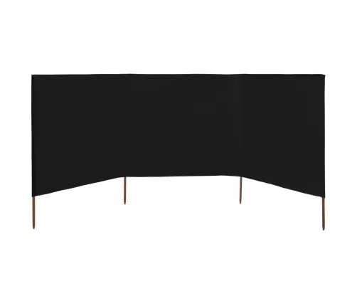 3 Paneļu Vēja Aizsargsiets, Melns, 400X160 Cm, Audums Vidaxl